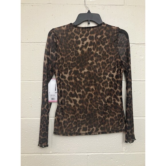 Edited by Remi Bader Women's Long Sleeve Mesh Top Size S Small Leopard Print - Picture 5 of 11